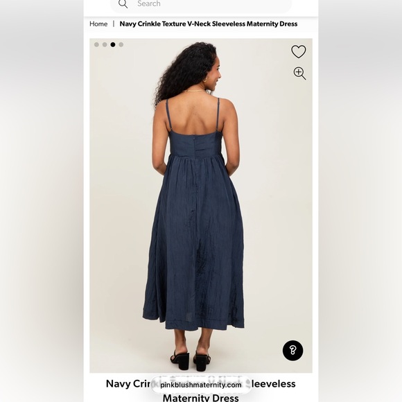 Navy Crinkle Sleeveless Maternity Dress - Picture 3 of 4